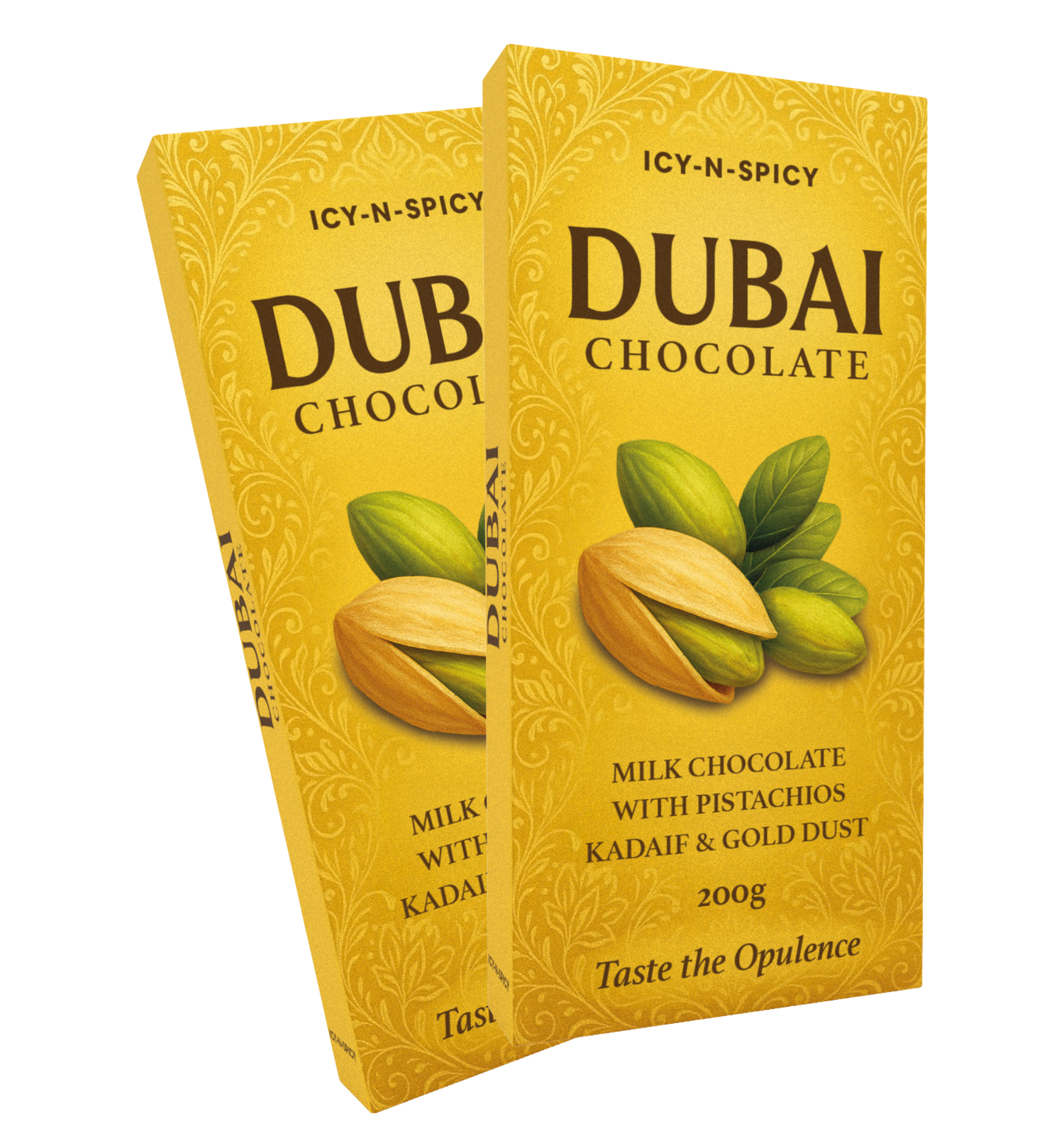 Dubai Chocolate with Kadaify, Pistachios and Edible Gold Dust! - 2 Chocolate Bars