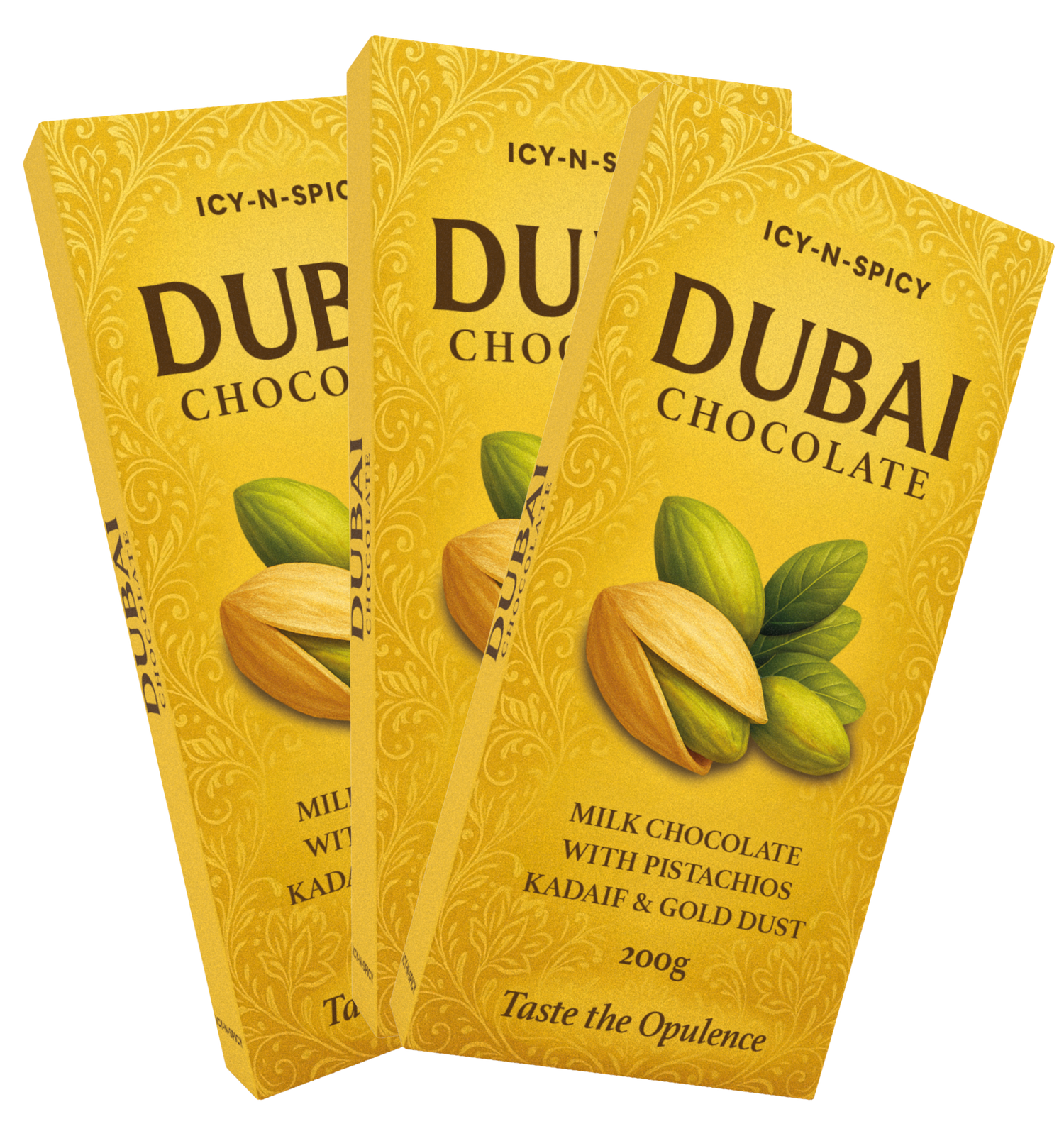 Dubai Chocolate with Kadaify, Pistachios and Edible Gold Dust! - 3 Chocolate Bars